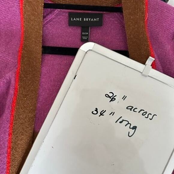 Lane Bryant Cardigan Sweater Plus 22 Stripe Open Front Preppy Workwear Twee - Picture 10 of 10